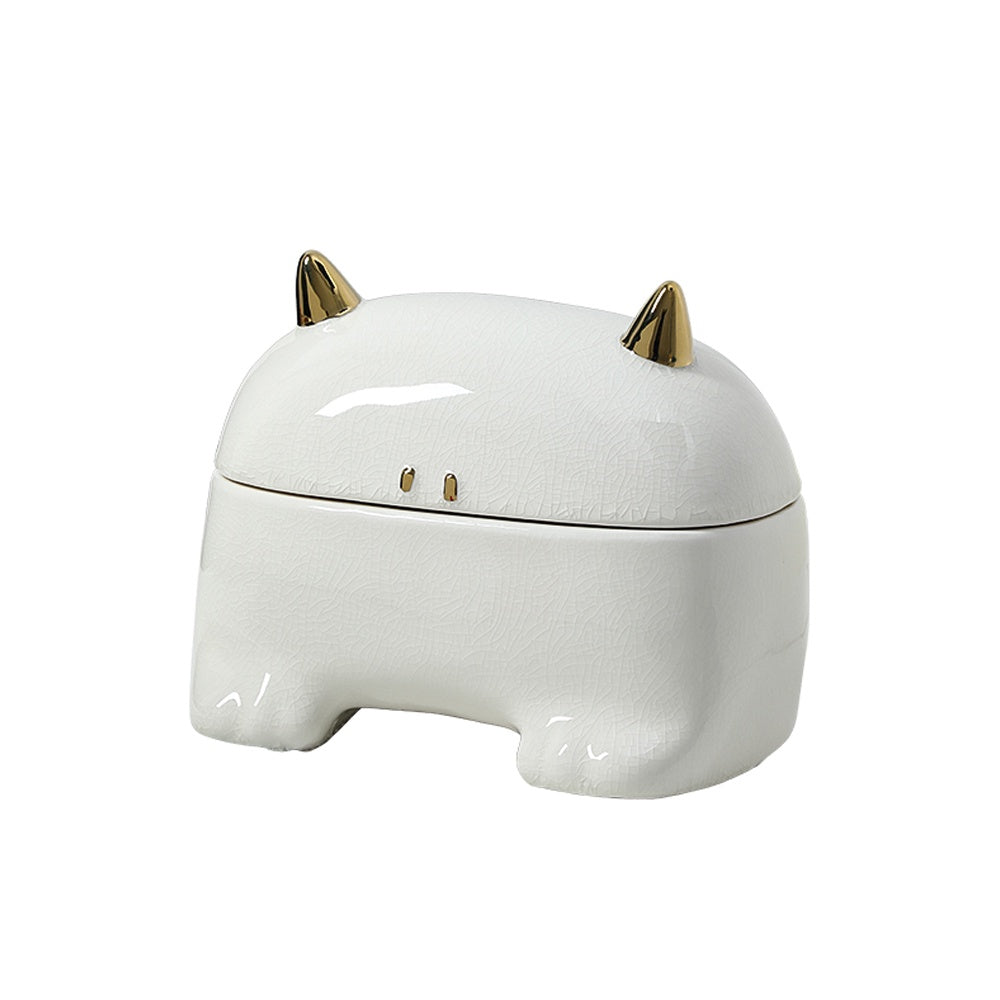 White Ceramic Monster Jar  with Gold Detail FD-D25027