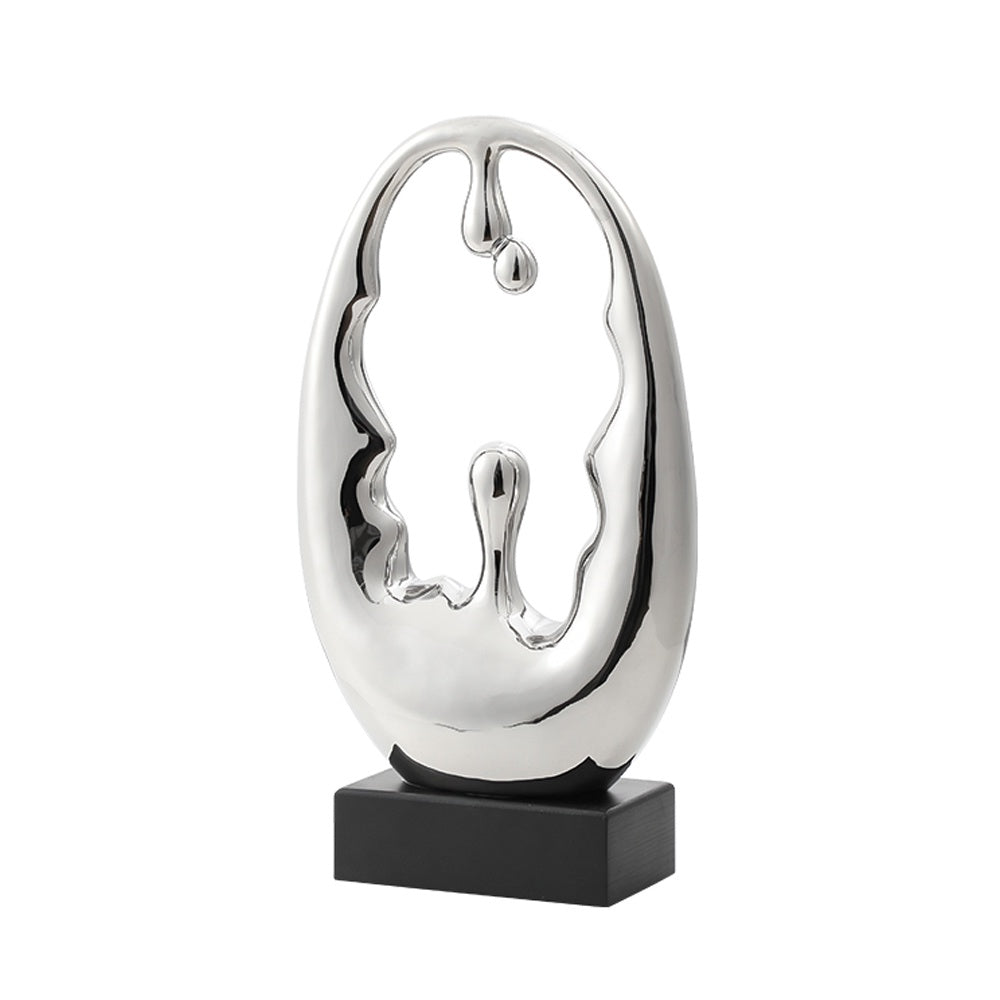 Chrome Effect Ceramic Abstract Sculpture with Base FD-D25035A