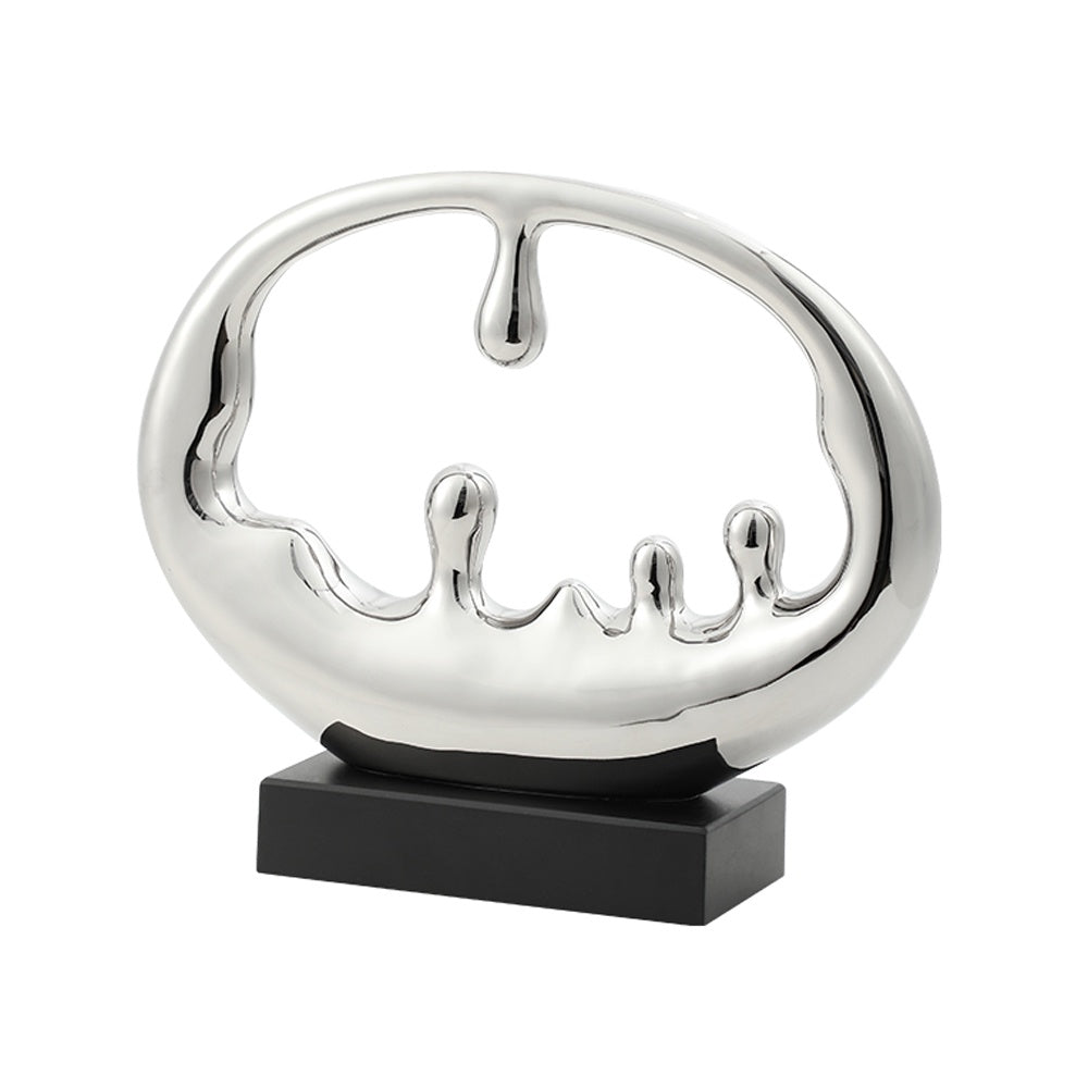 Chrome Effect Ceramic Abstract Sculpture with Base FD-D25035B