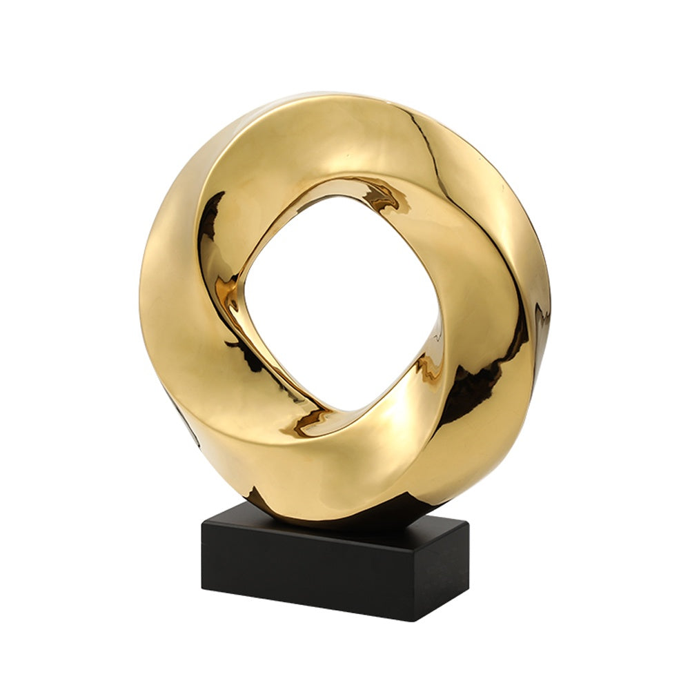 Gold Ceramic Abstract Sculpture with Base FD-D25036