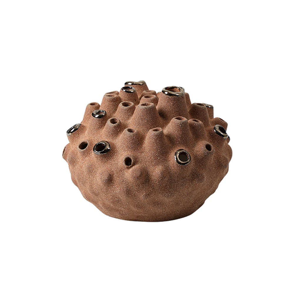 Brown Ceramic Coral Vase - Round FD-D25046B