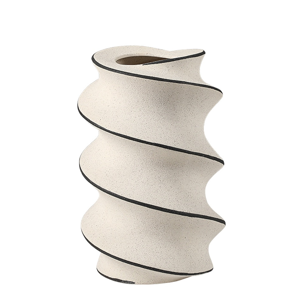 White & Black Ceramic Spiral Vase - Large FD-D25049A