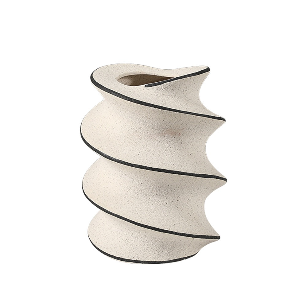 White & Black Ceramic Spiral Vase - Small FD-D25049B