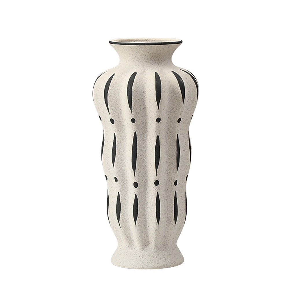 White & Black Ceramic Vase - Large FD-D25051A