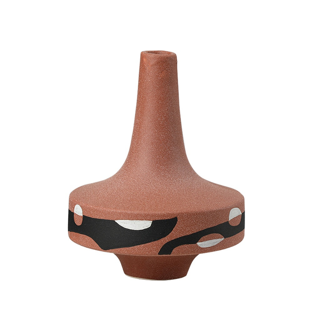 Black, White & Clay Painted Ceramic Vase FD-D25054B