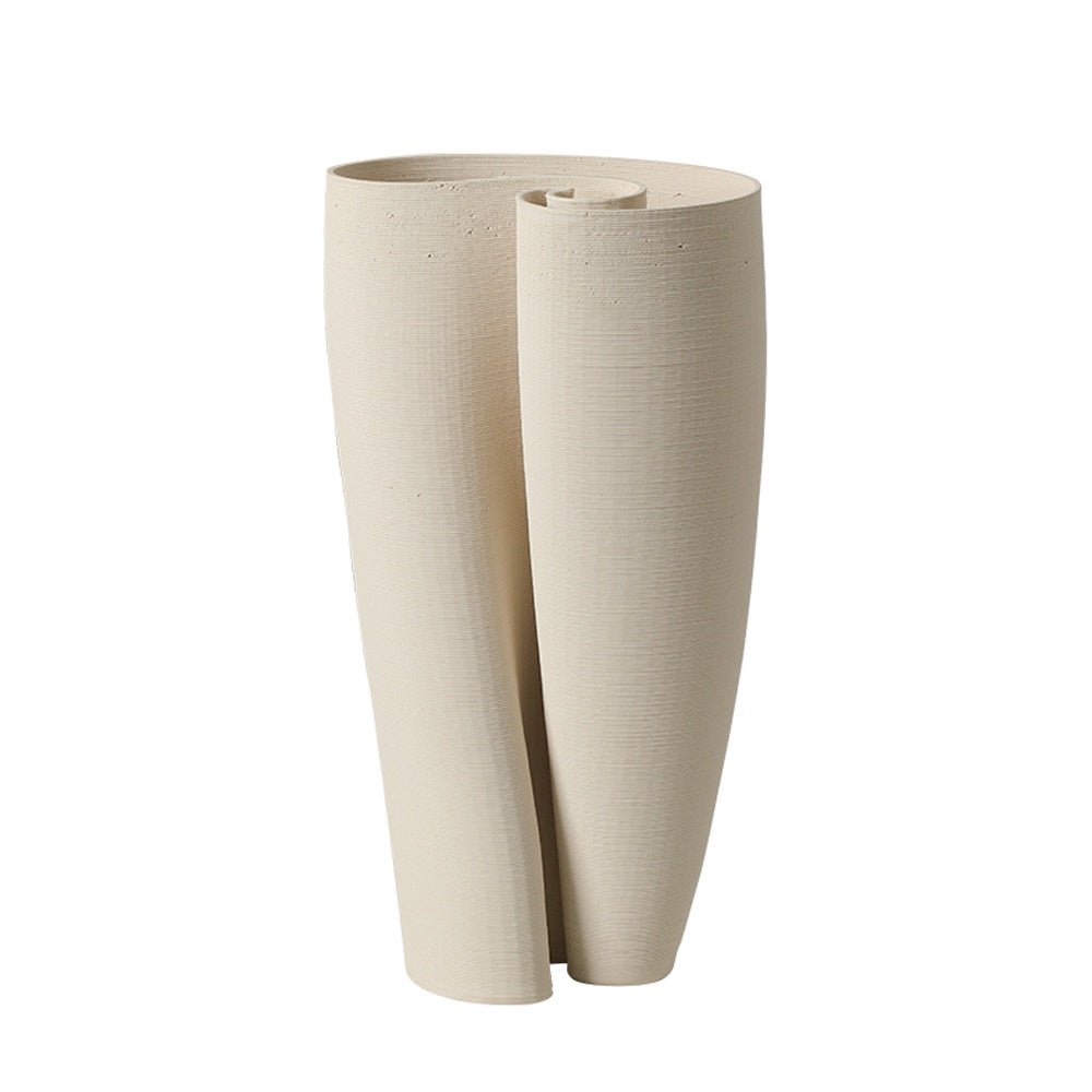 Offwhite Ceramic Vase with Curve Detail FD-D25068A