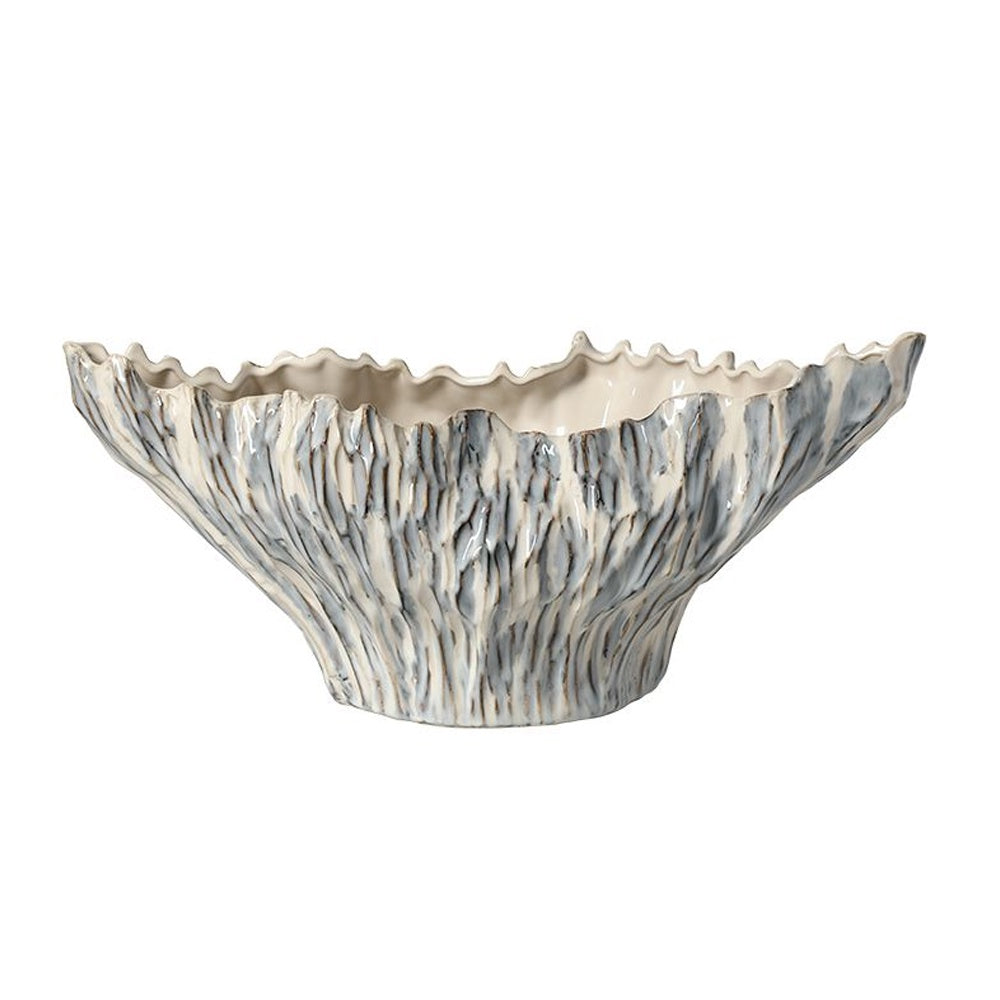 Offwhite & Light Blue Ceramic Textured Vase FD-D25120