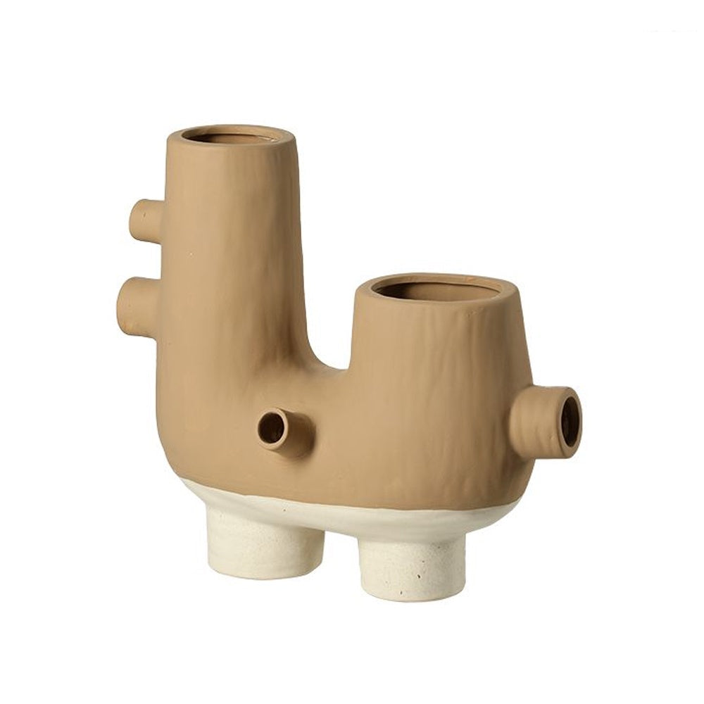 Dark Beige & Offwhite Ceramic Vase FD-D25166