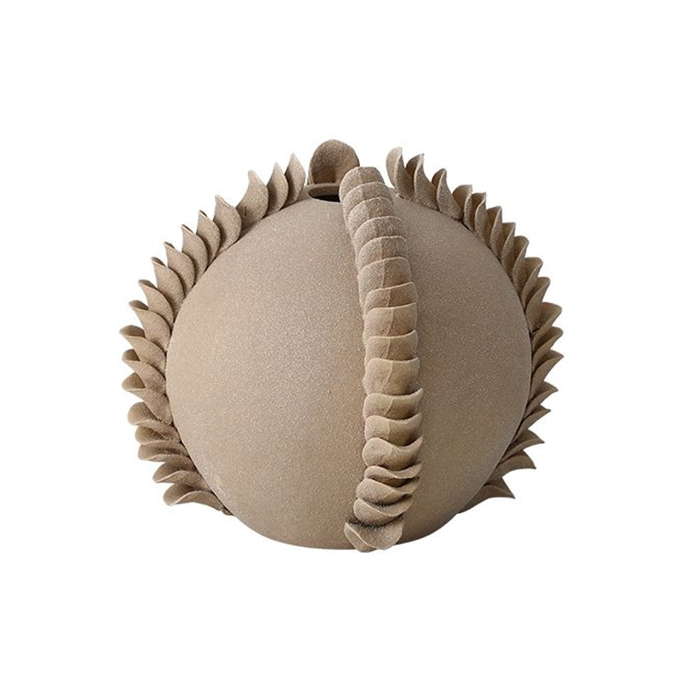 Deep Beige Handmade Ceramic Vase with Scaled Edges - B FD-D25173B