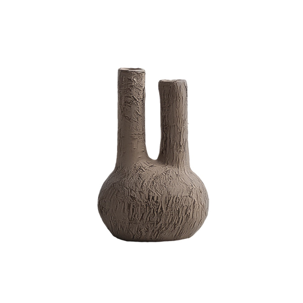 Dark Taupe Textured Ceramic Bud Vase - Small FF-D24029B
