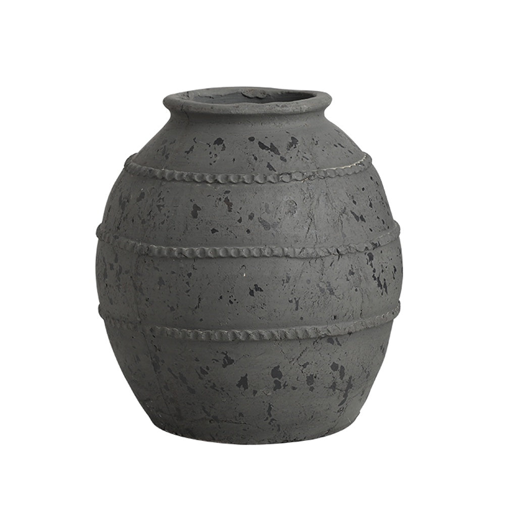 Black Ceramic Vase with Antique Finish FF-D24059A