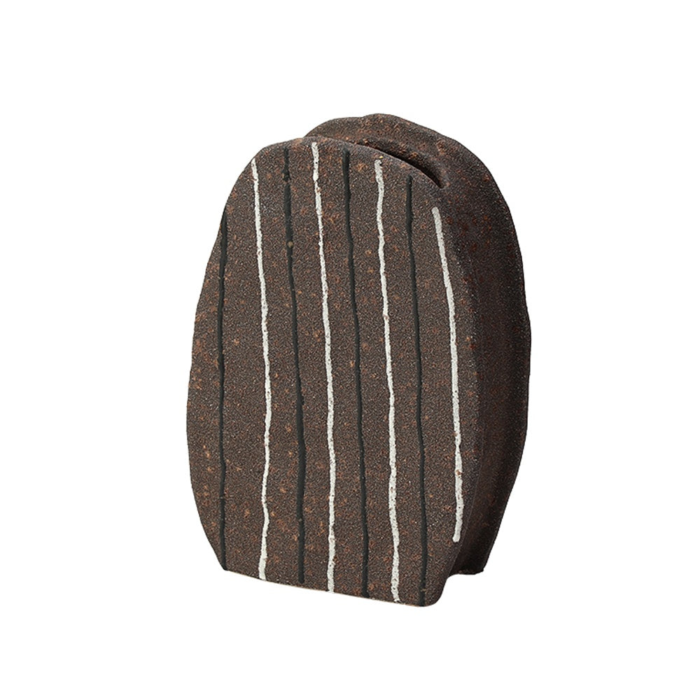 Dark Brown Ceramic Striped Vase FF-D24108A