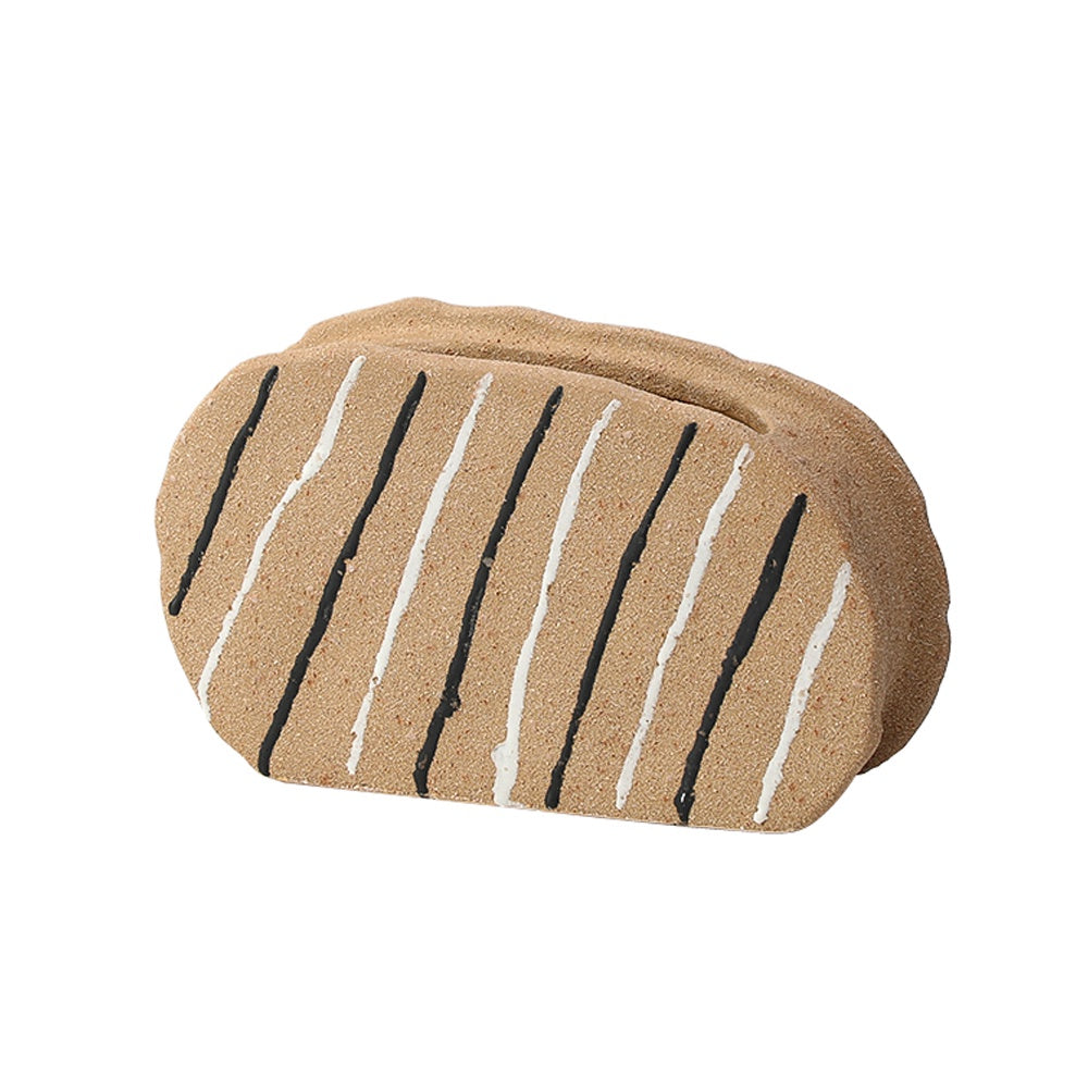 Brown Ceramic Striped Vase - Horizontal FF-D24108C