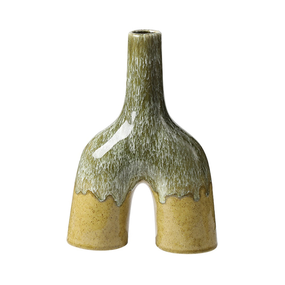 Yellow &  Green Ceramic Organic Vase - A FF-D24142