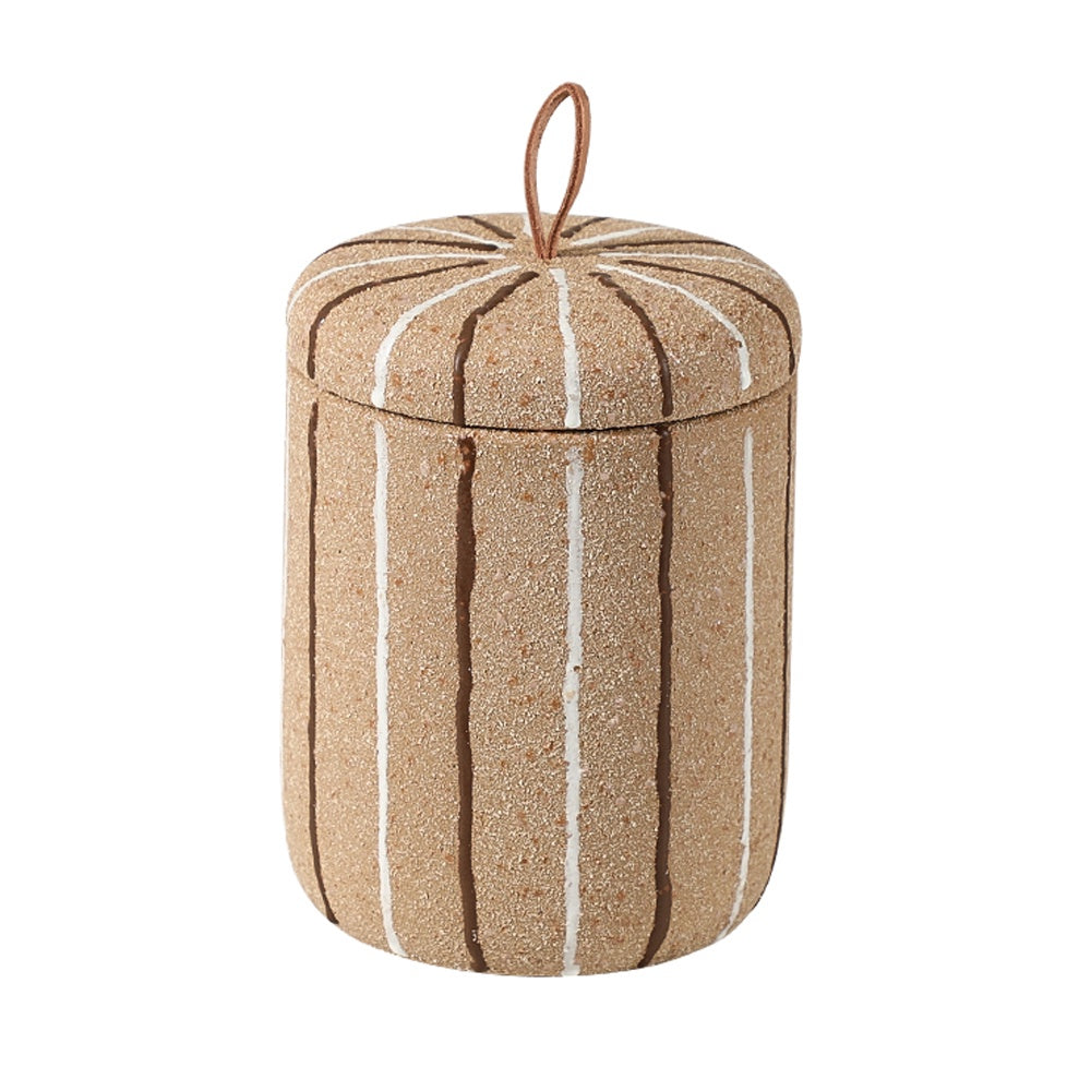 Beige Hand Painted Ceramic Decorative Jar - Large FF-D25018