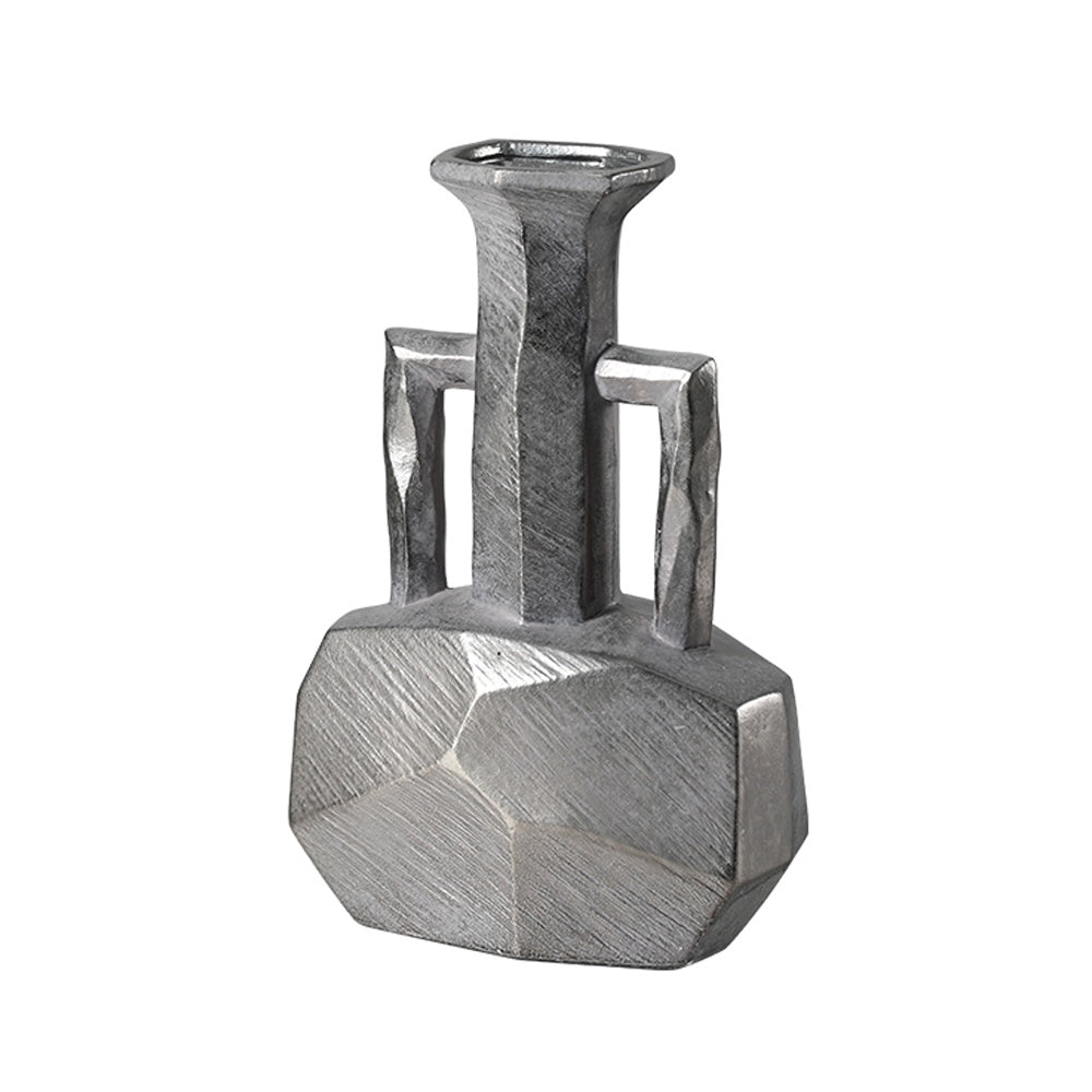 Silver Ceramic Vase with Handle Detail FF-D25052A