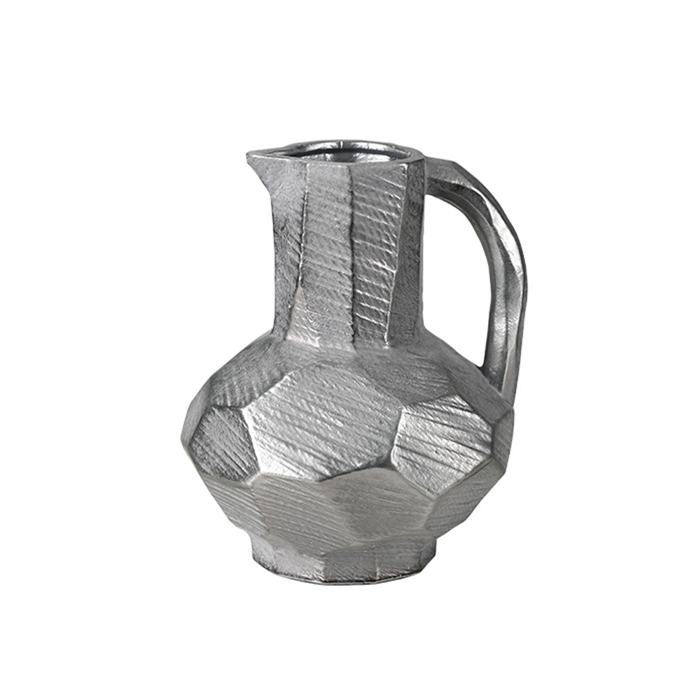 Silver Ceramic Vase with Handle Detail FF-D25052C