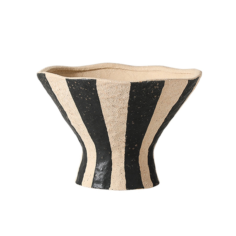 Beige & Black Ceramic Conical Vase FF-D25072B