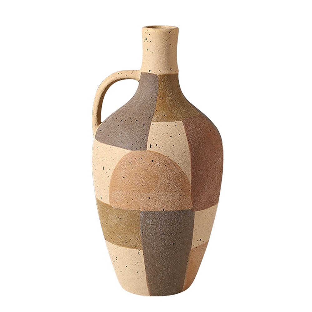 Hand Painted Ceramic Geometric Vase with Handle Detail FF-D25073A