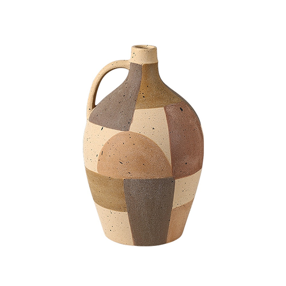 Hand Painted Ceramic Geometric Vase with Handle Detail FF-D25073B