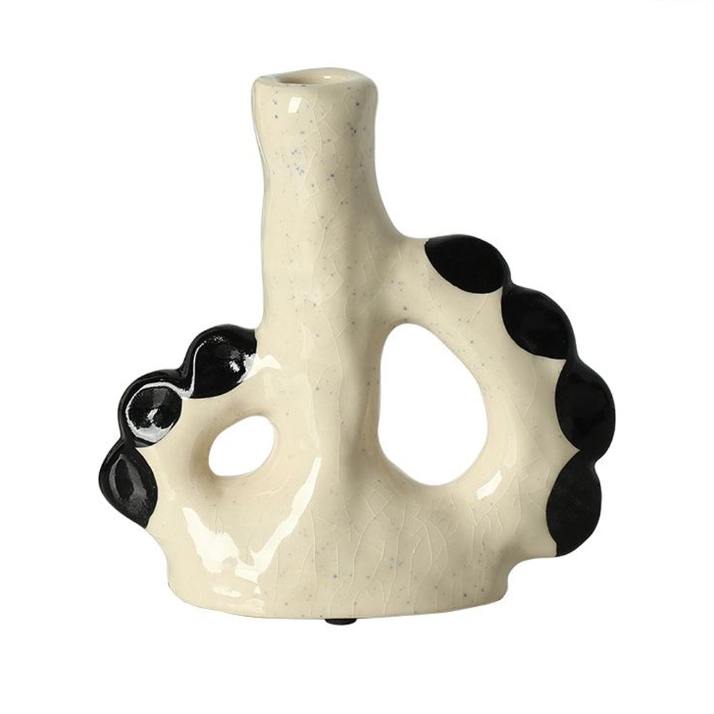 Black & White Ceramic Bud Vase - with Handle Detail FF-D25089