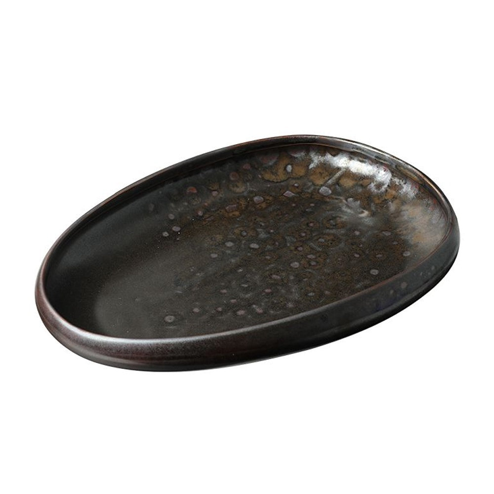 Ceramic Antique Glaze Decorative Shallow Bowl - A FF-D25117A