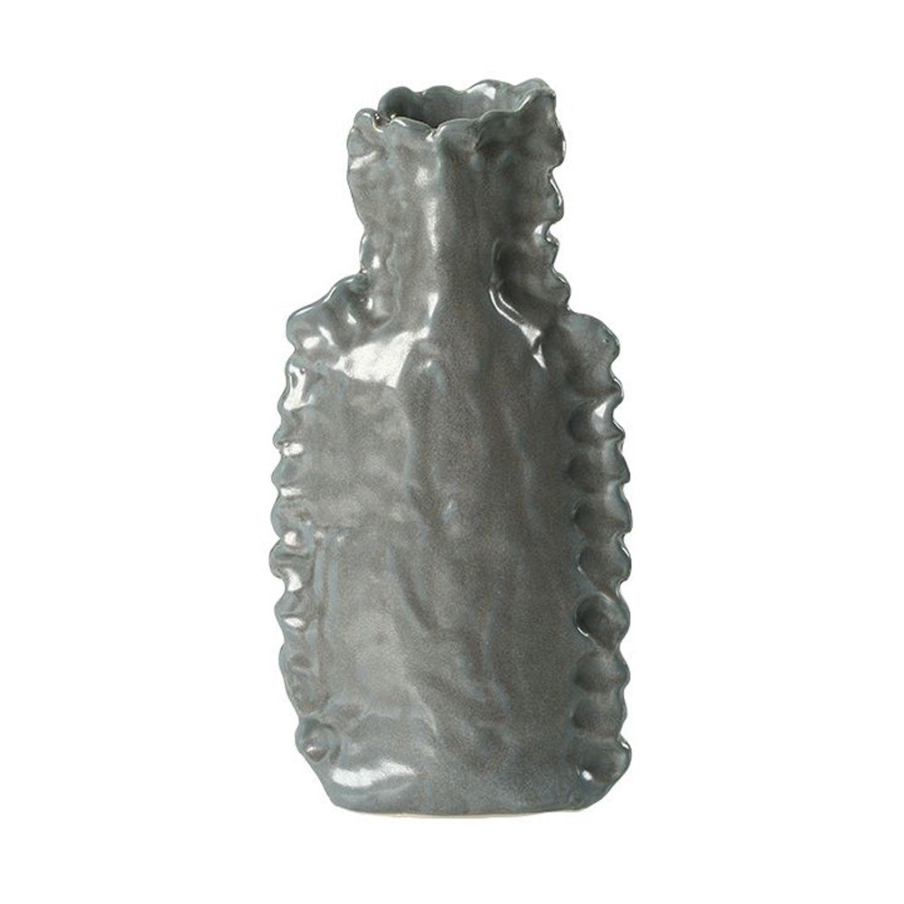Grey Ceramic Vase with Ruffled Edge - Large FF-D25129A