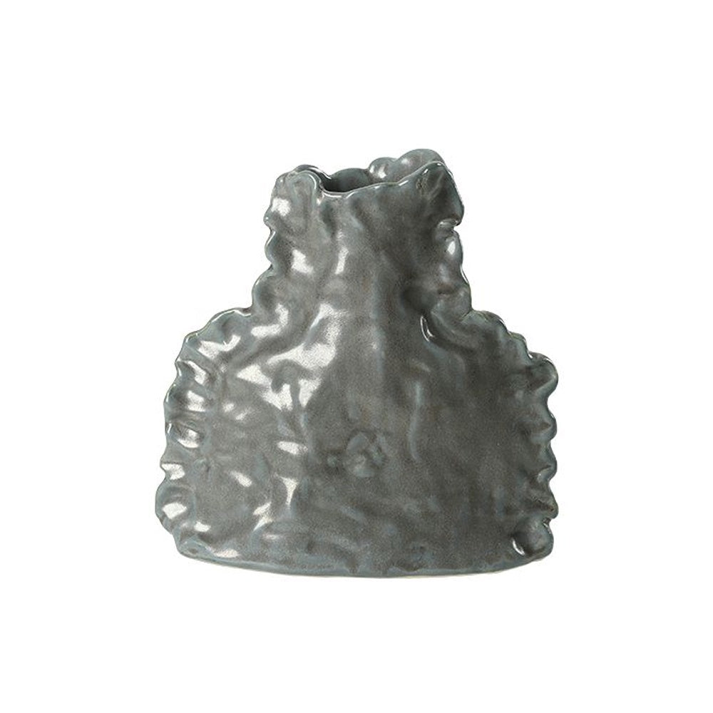 Grey Ceramic Vase with Ruffled Edge - Small FF-D25129B