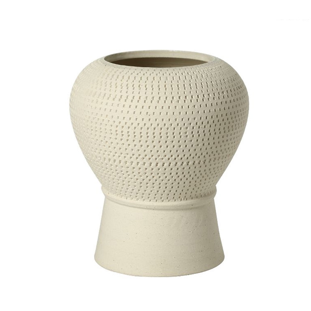 Offwhite Handmade Ceramic Footed Vase - Large FF-D25140A