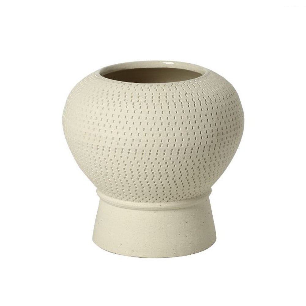 Offwhite Handmade Ceramic Footed Vase - Small FF-D25140B