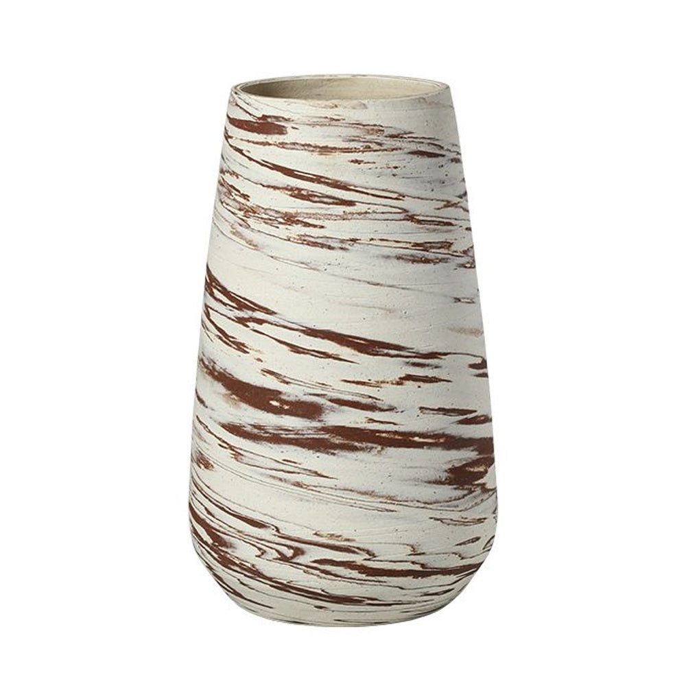 White & Brown Ceramic Vase with Marbled Effect FF-D25142A