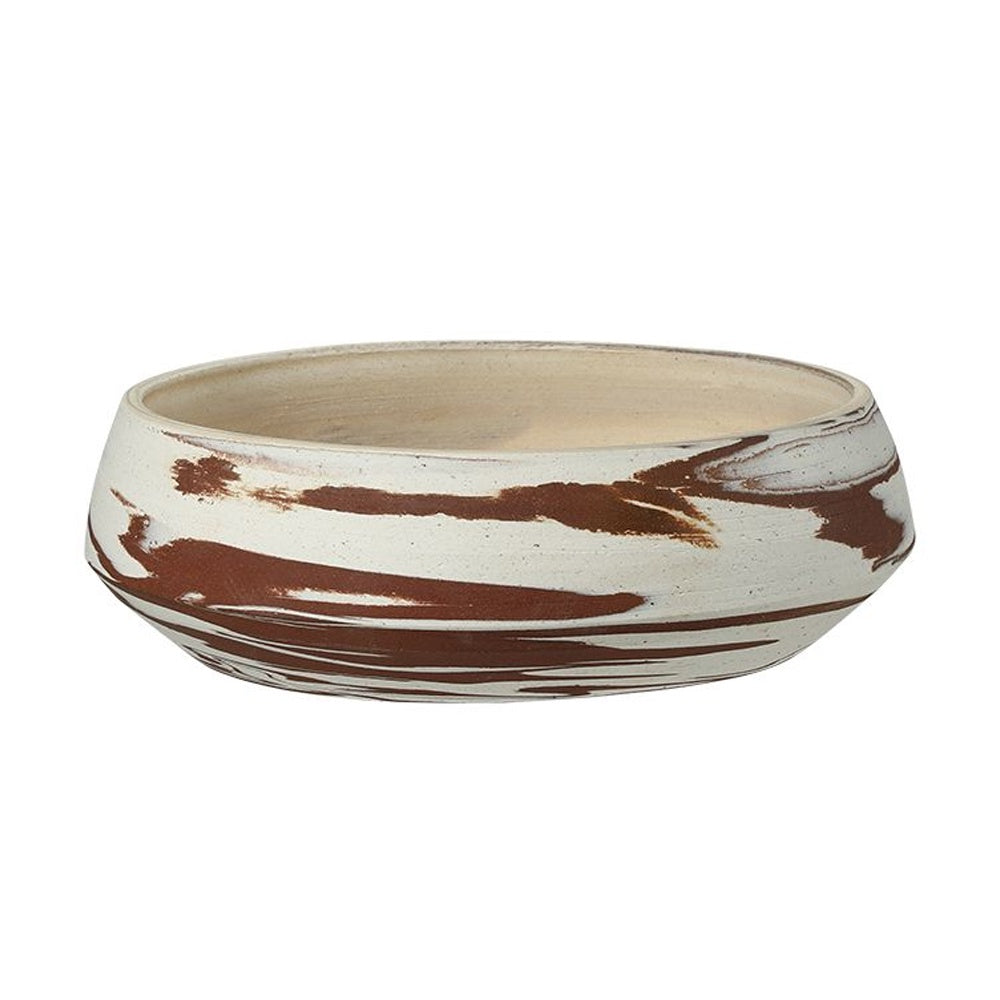 White & Brown Ceramic Bowl with Marbled Effect FF-D25142B