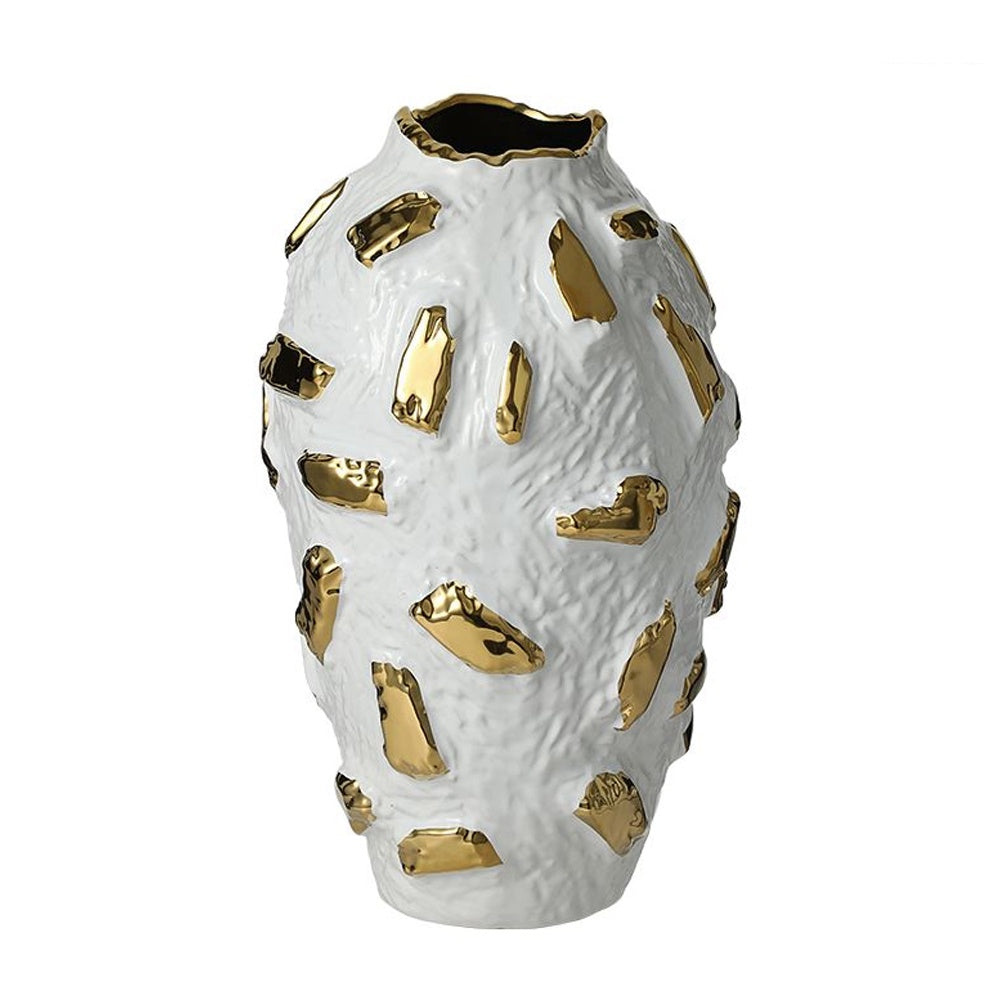 White & Gold Ceramic Vase - Large FF-D25144A
