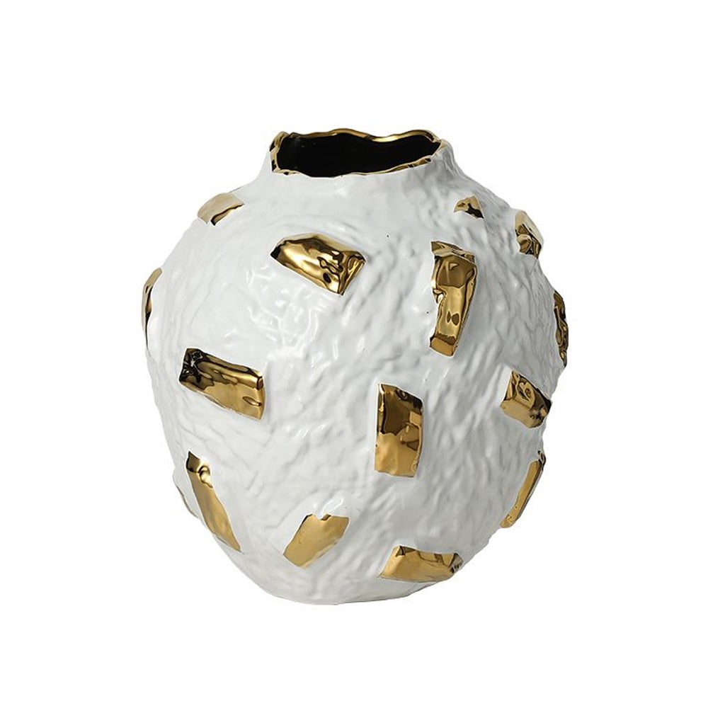 White & Gold Ceramic Vase - Small FF-D25144B