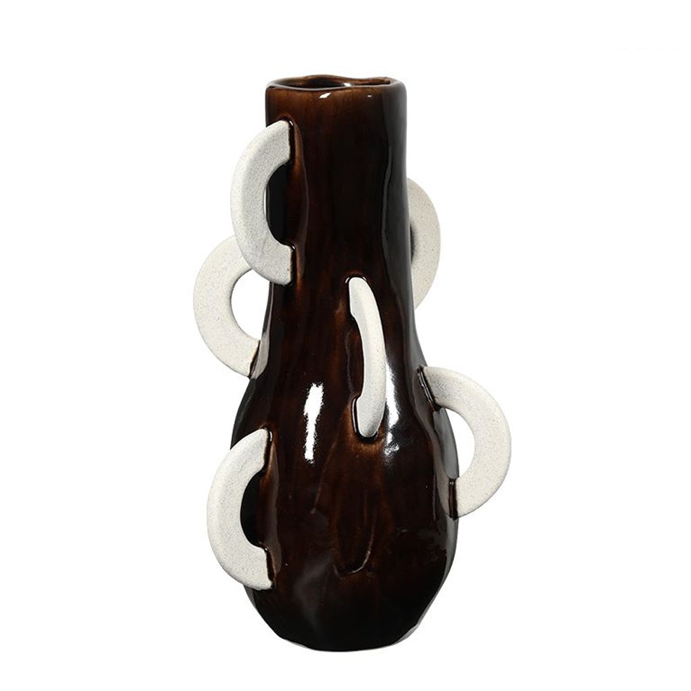 Brown Abstract Vase with Contrast Detail FF-D25155A