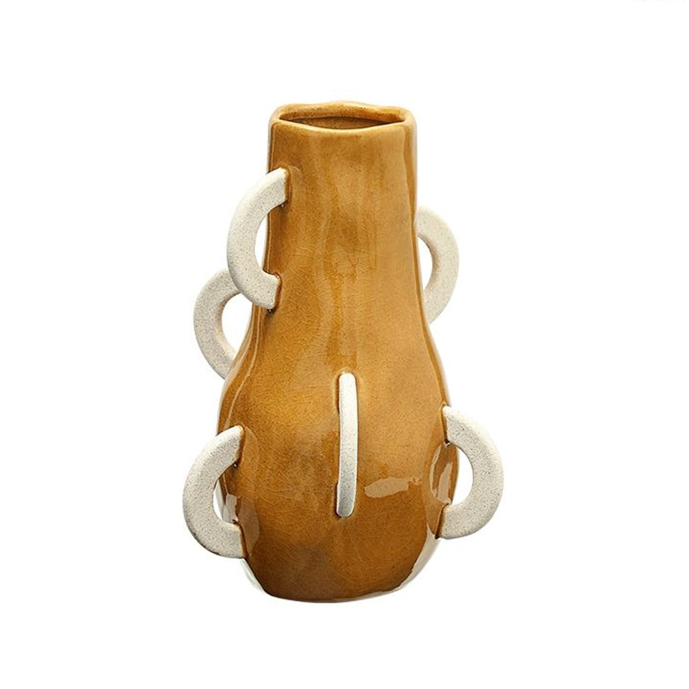 Deep Mustard Abstract Vase with Contrast Detail FF-D25155B