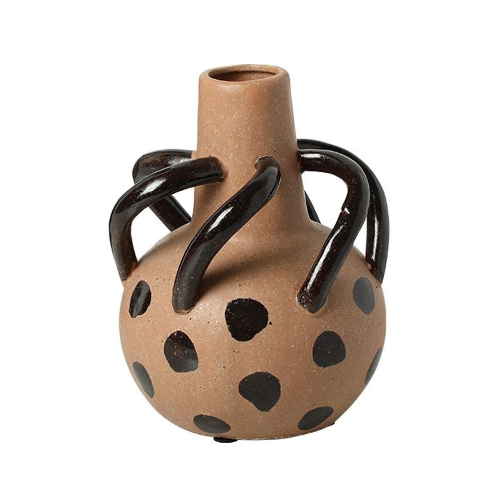 Dark Beige & Black Abstract Vase with Pattern Detail FF-D25161B