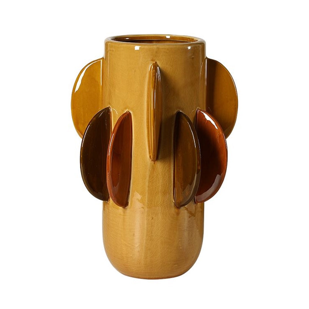 Ochre Handmade Ceramic Vase with Contrast Fin Detail FF-D25168A