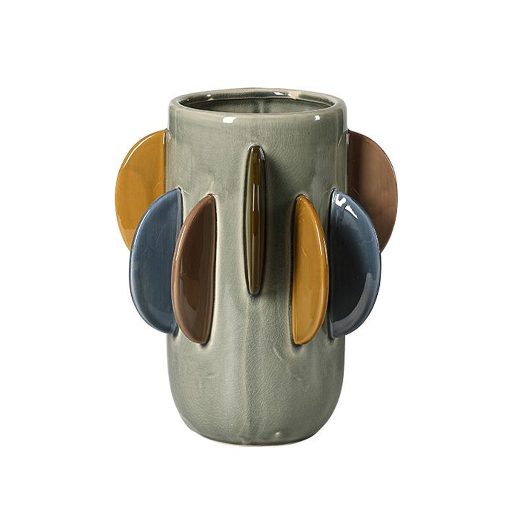 Grey Handmade Ceramic Vase with Contrast Fin Detail FF-D25168B