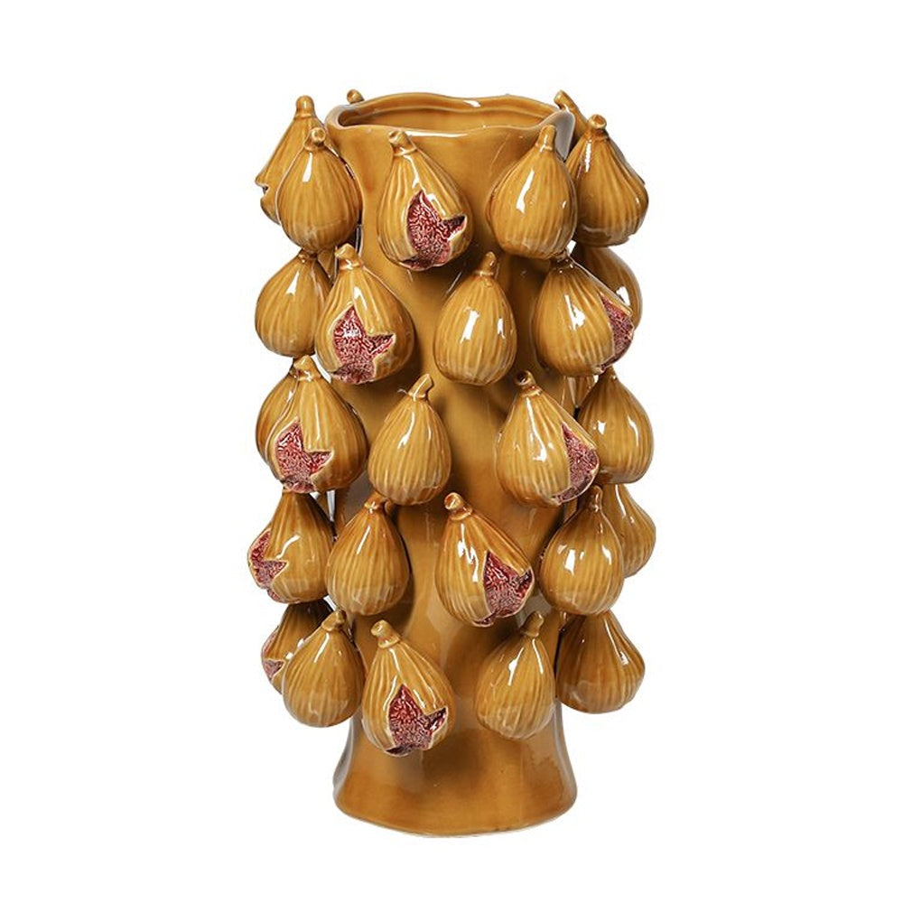 Ochre Handmade Ceramic Vase with Fig Detail FF-D25176A