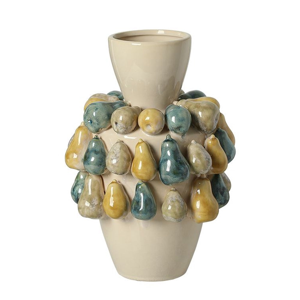 Handmade Pastel Ceramic Vase with Pear Detail FF-D25177