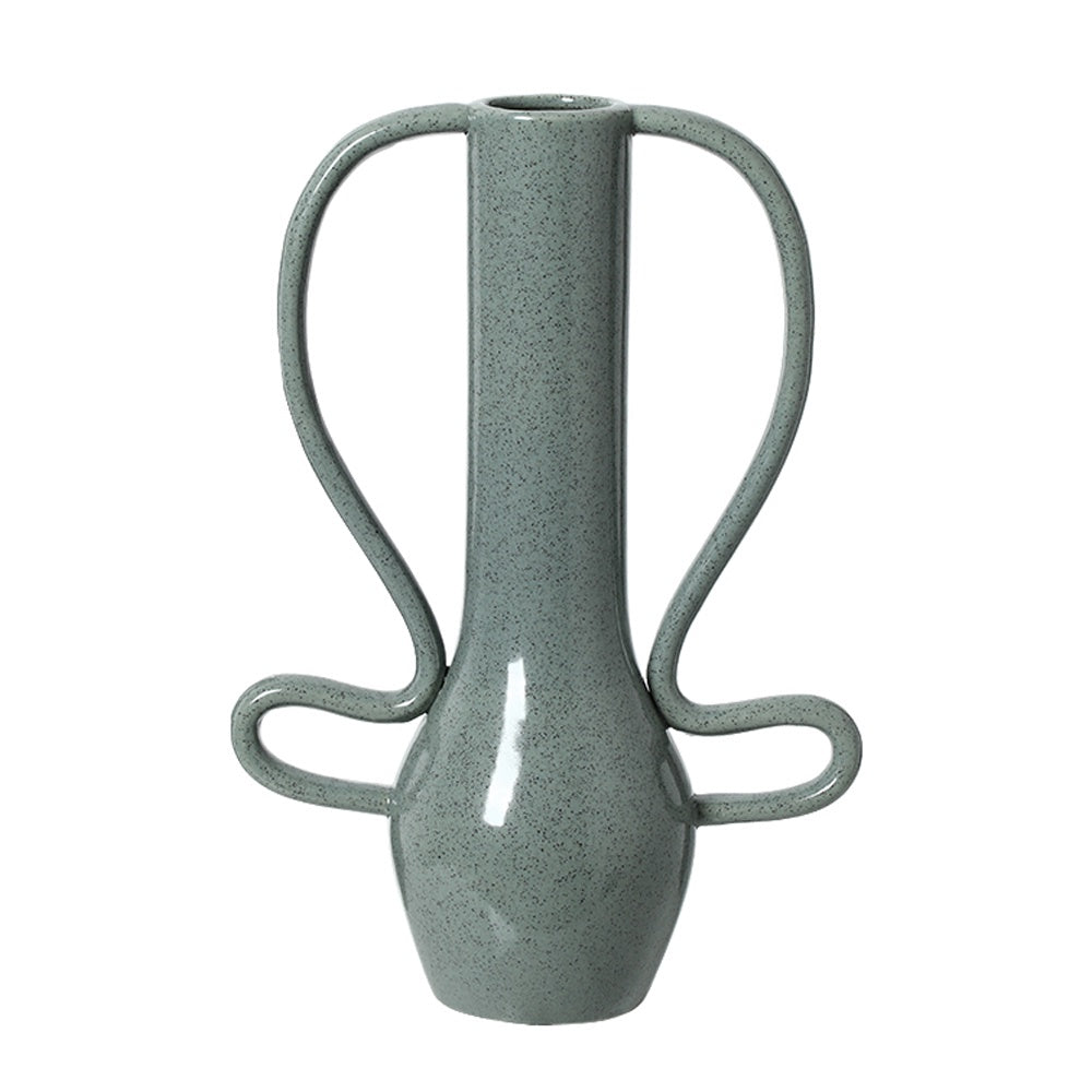 Blue Speckled Ceramic Vase with Curved Handle Detail - Large FF-D26029A