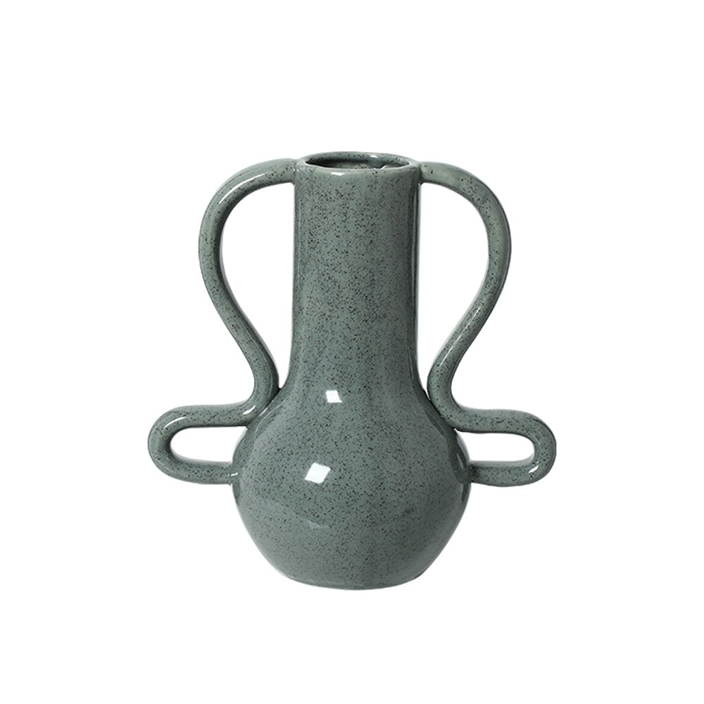 Blue Speckled Ceramic Vase with Curved Handle Detail - Small FF-D26029B