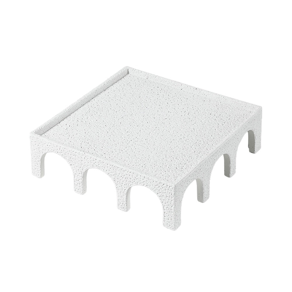 White Square Cement Decorative Tray with Arch Detail - Large FF-N25003A
