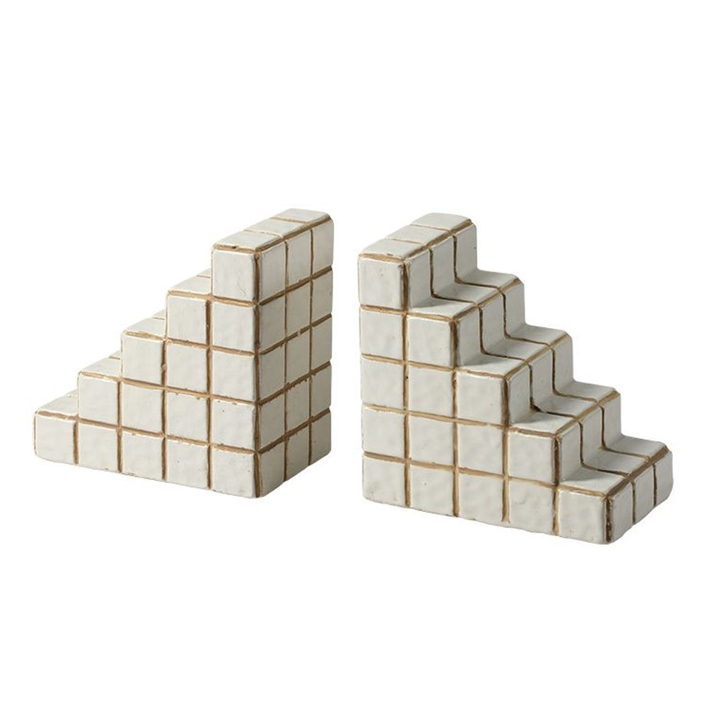 Cement Staggered Cube Bookends (Set of 2) FF-N25006