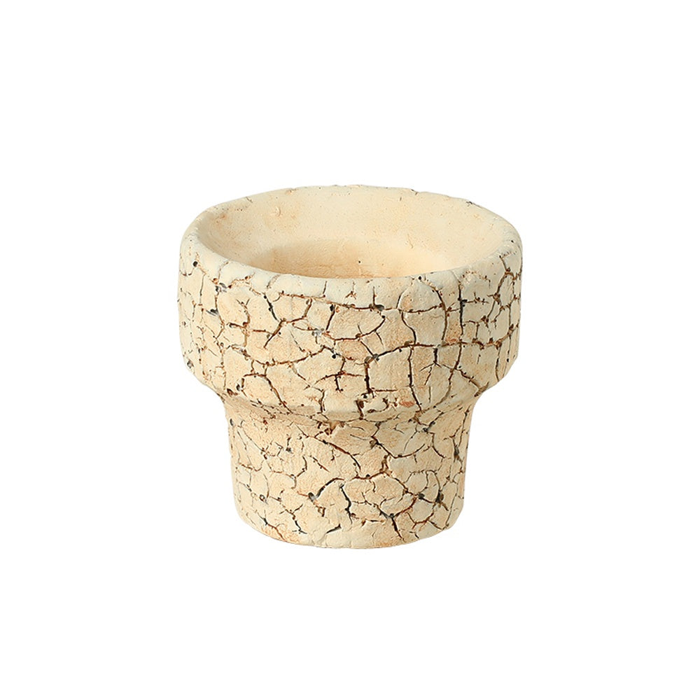 Beige Crackled Cement Candle Holder - Small FF-N26001