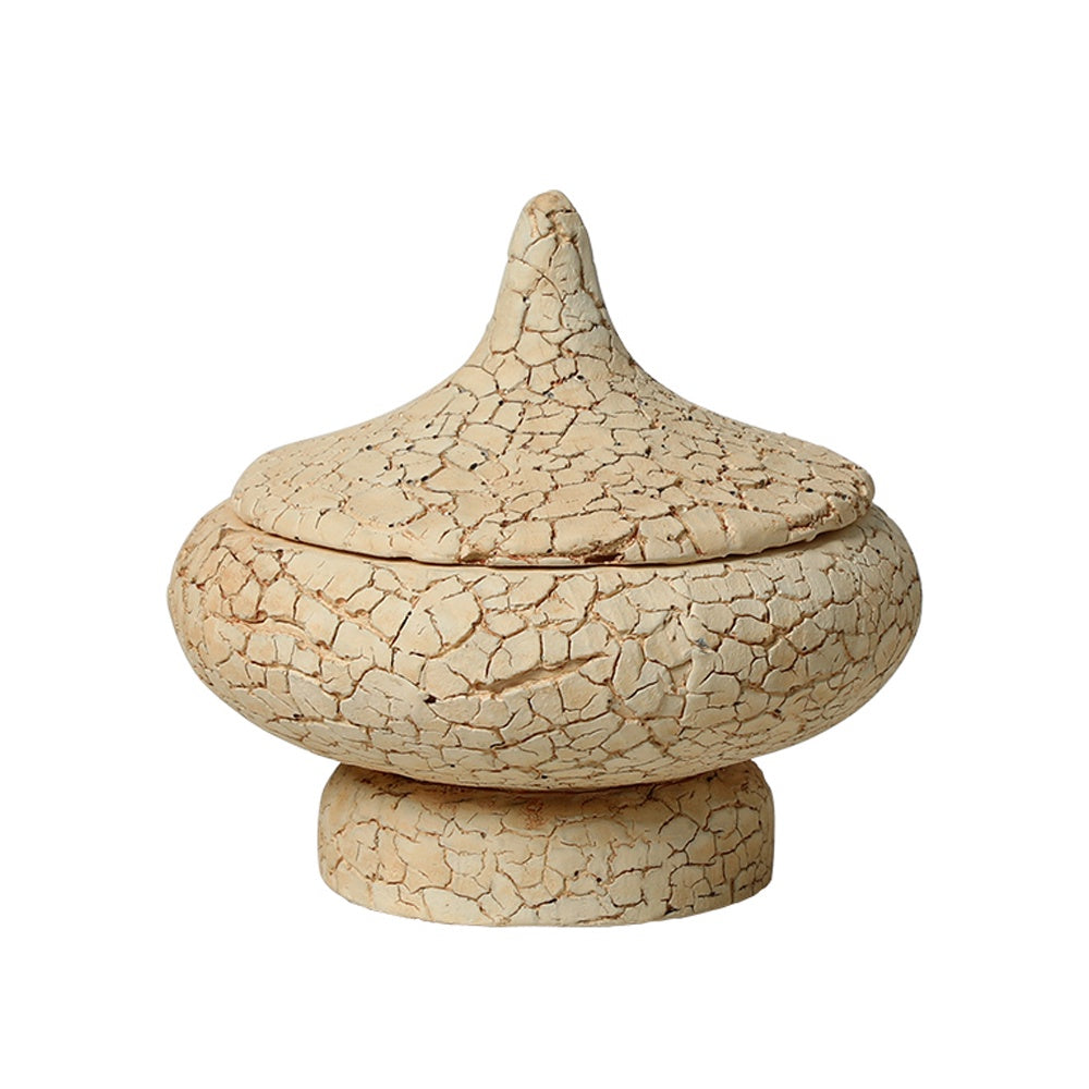 Beige Crackled Cement Jar with Lid - Large FF-N26005