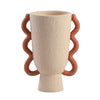 Beige Textured Cement Vase with Handle Detail FF-SN24021A