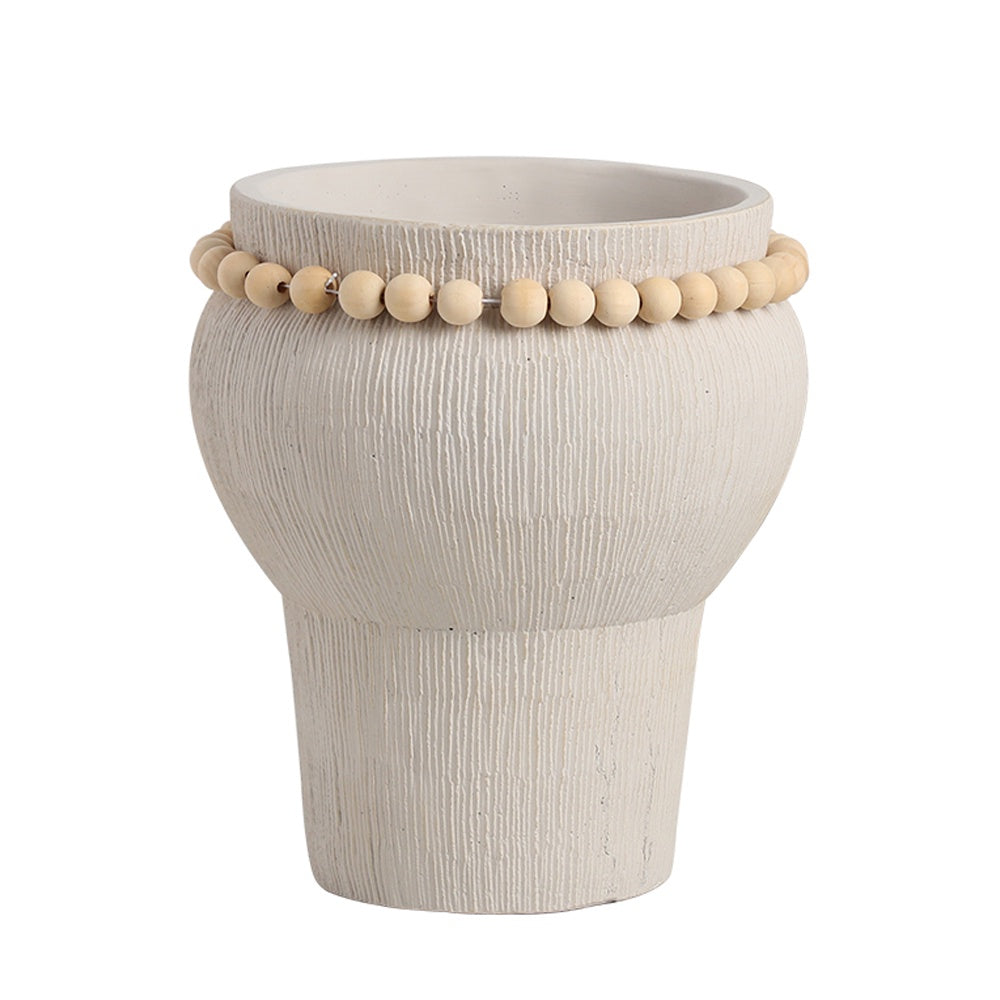 Beige Cement Vase with Bead Detail - Large FF-SN24023A