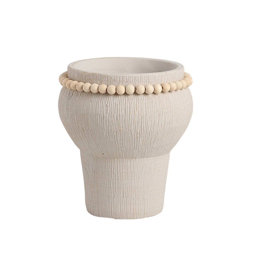 Beige Cement Vase with Bead Detail - Small FF-SN24023B